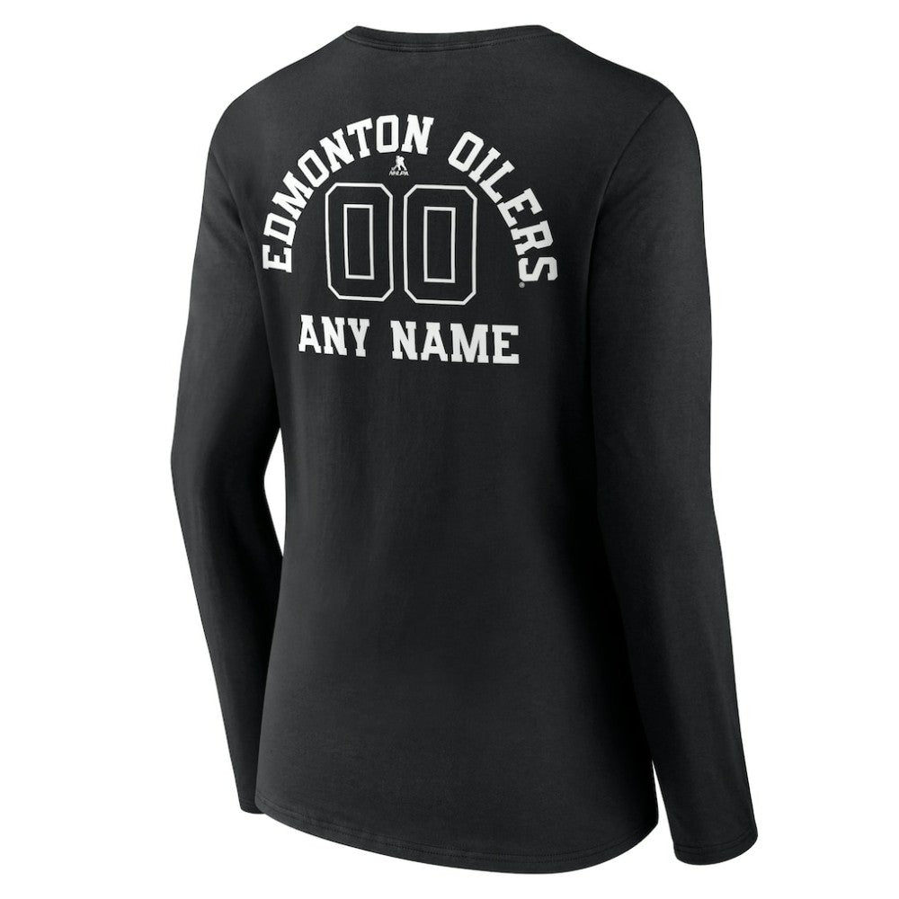 Edmonton Oilers Women's Personalized Name & Number Monochrome Long Sleeve V-Neck T-Shirt