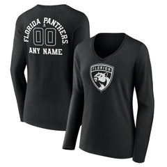 Florida Panthers Women's Personalized Name & Number Monochrome Long Sleeve V-Neck T-Shirt