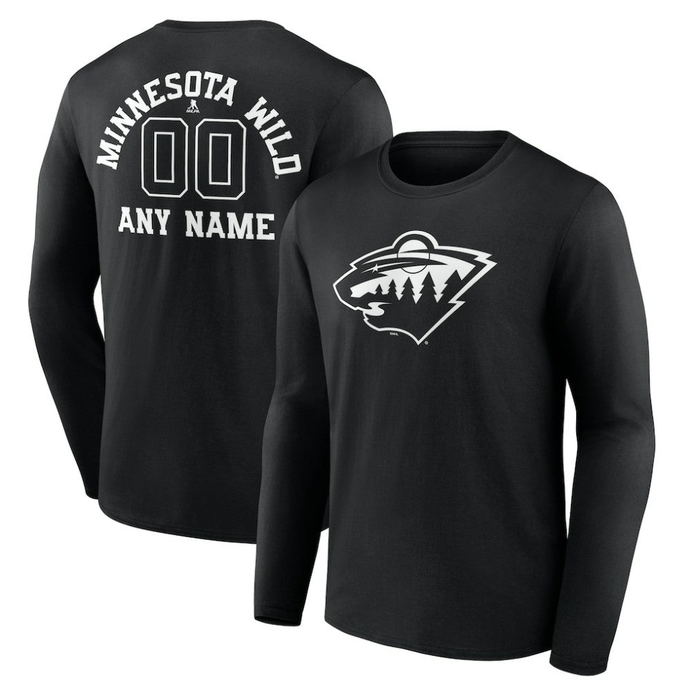 Minnesota Wild Personalized Name & Number Monochrome Long Sleeve T-Shirt