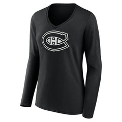 Montreal Canadiens Women's Personalized Name & Number Monochrome Long Sleeve V-Neck T-Shirt