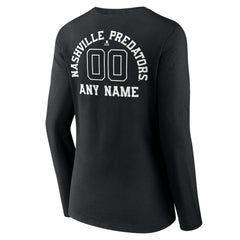 Nashville Predators Women's Personalized Name & Number Monochrome Long Sleeve V-Neck T-Shirt