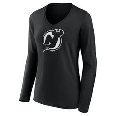 New Jersey Devils Women's Personalized Name & Number Monochrome Long Sleeve V-Neck T-Shirt