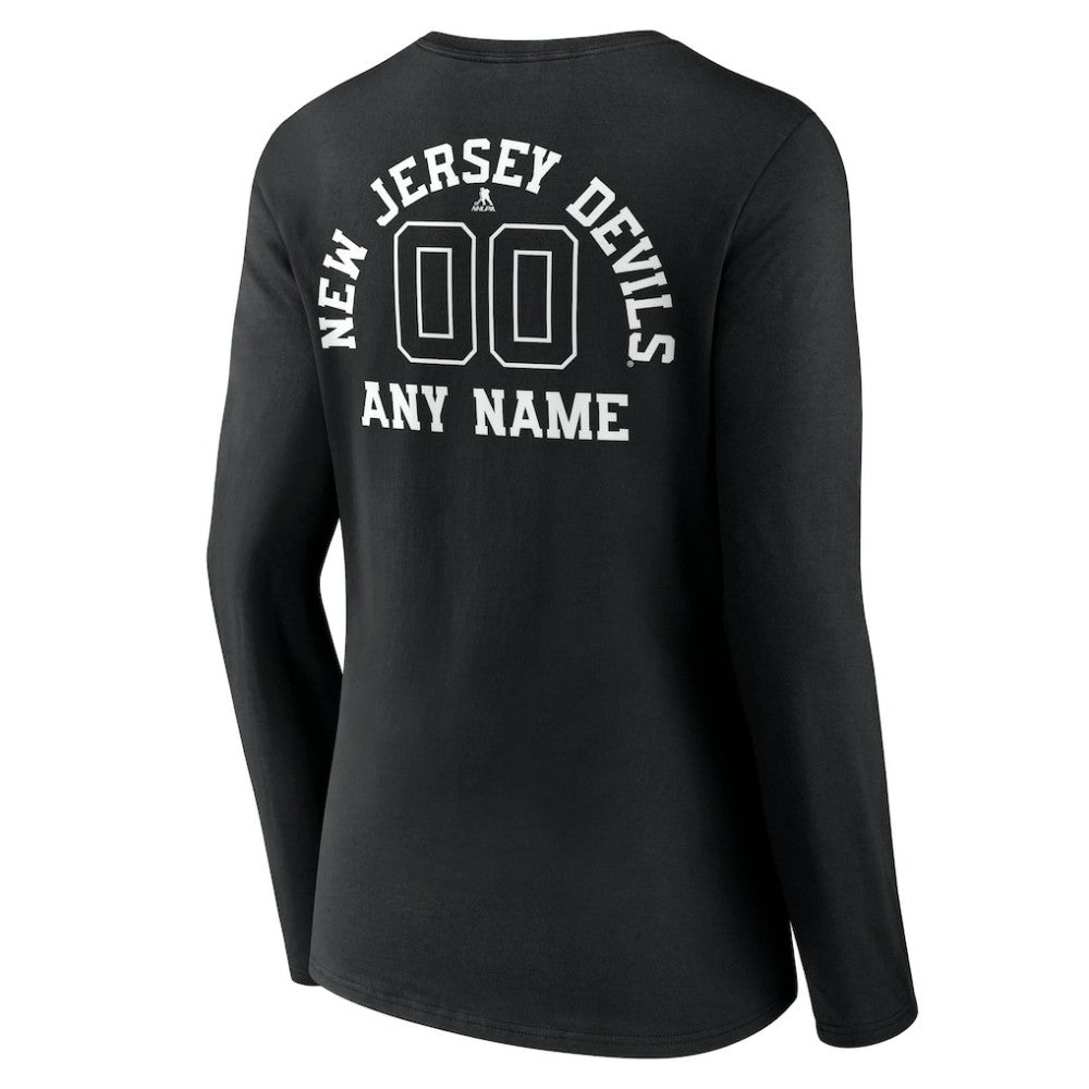 New Jersey Devils Women's Personalized Name & Number Monochrome Long Sleeve V-Neck T-Shirt