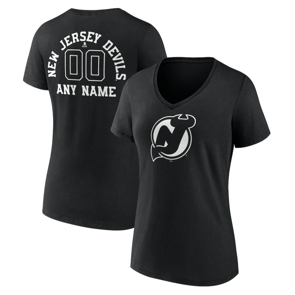 New Jersey Devils Women's Personalized Name & Number Monochrome V-Neck T-Shirt