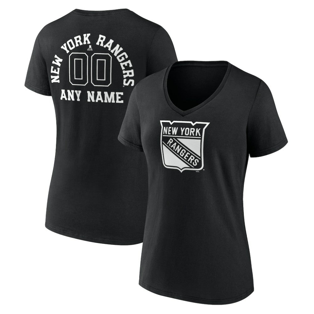 New York Rangers Women's Personalized Name & Number Monochrome V-Neck T-Shirt