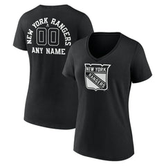 New York Rangers Women's Personalized Name & Number Monochrome V-Neck T-Shirt