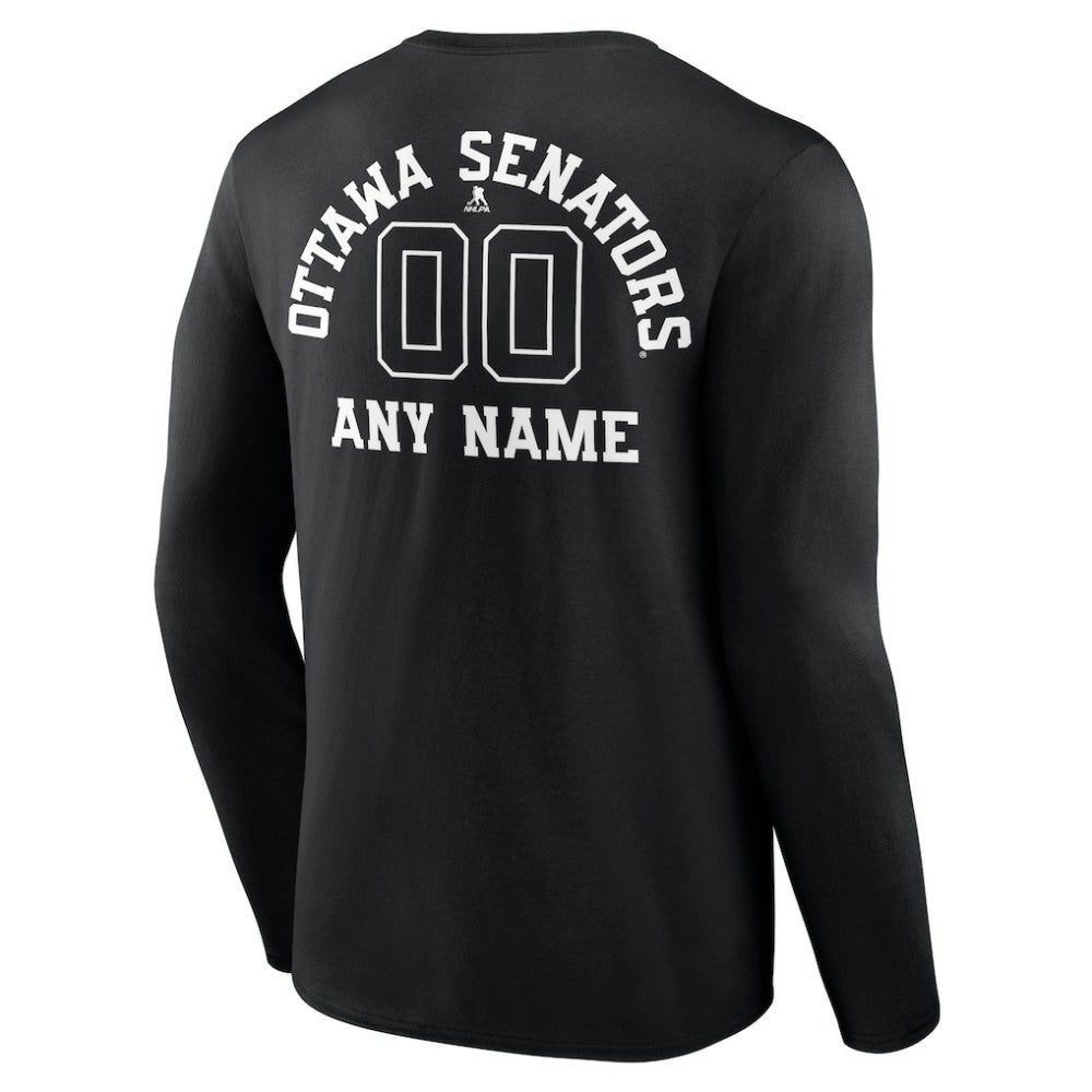 Ottawa Senators Personalized Name & Number Monochrome Long Sleeve T-Shirt