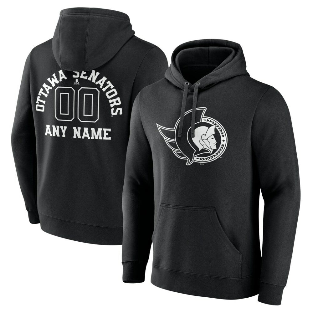 Ottawa Senators Personalized Name & Number Monochrome Pullover Hoodie