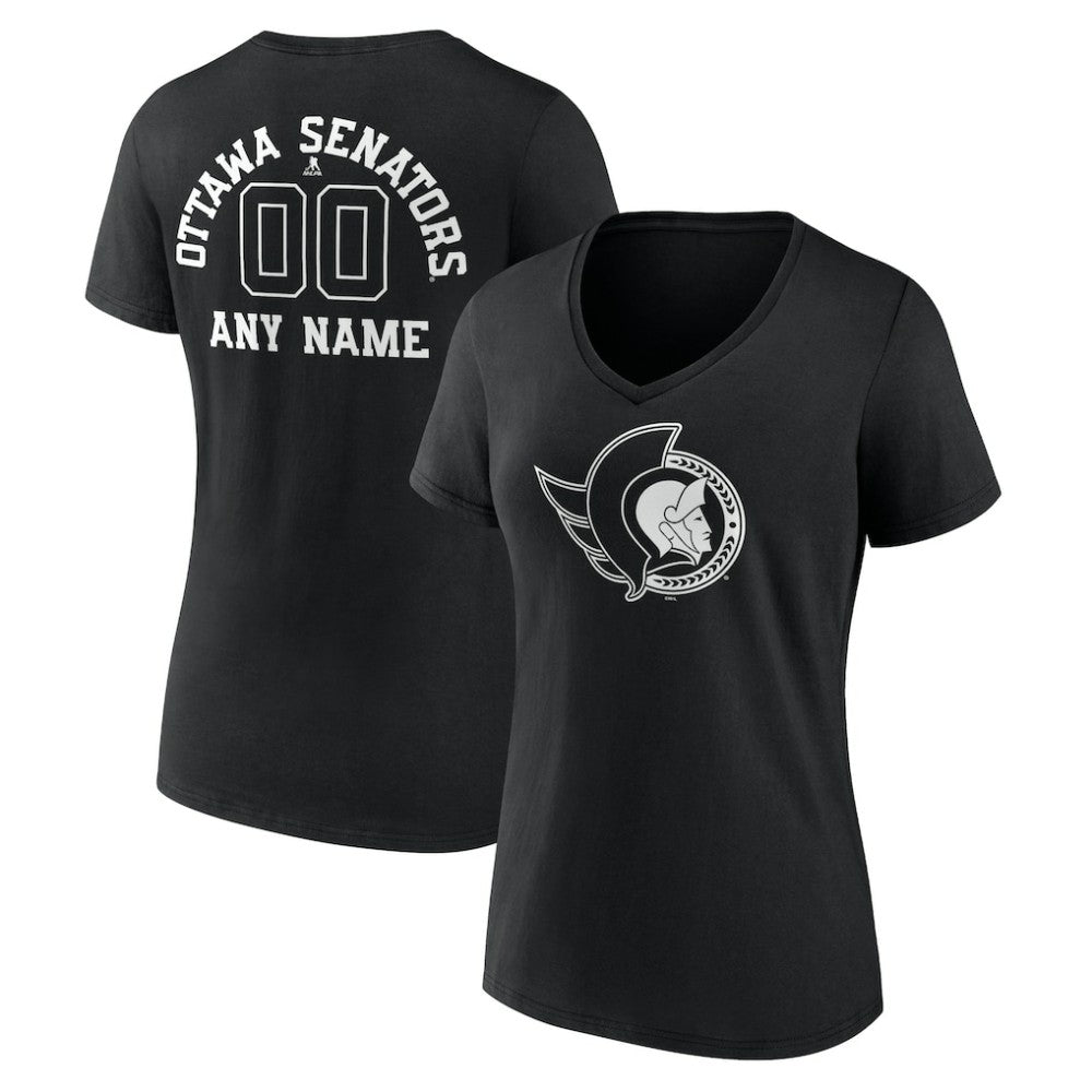 Ottawa Senators Women's Personalized Name & Number Monochrome V-Neck T-Shirt