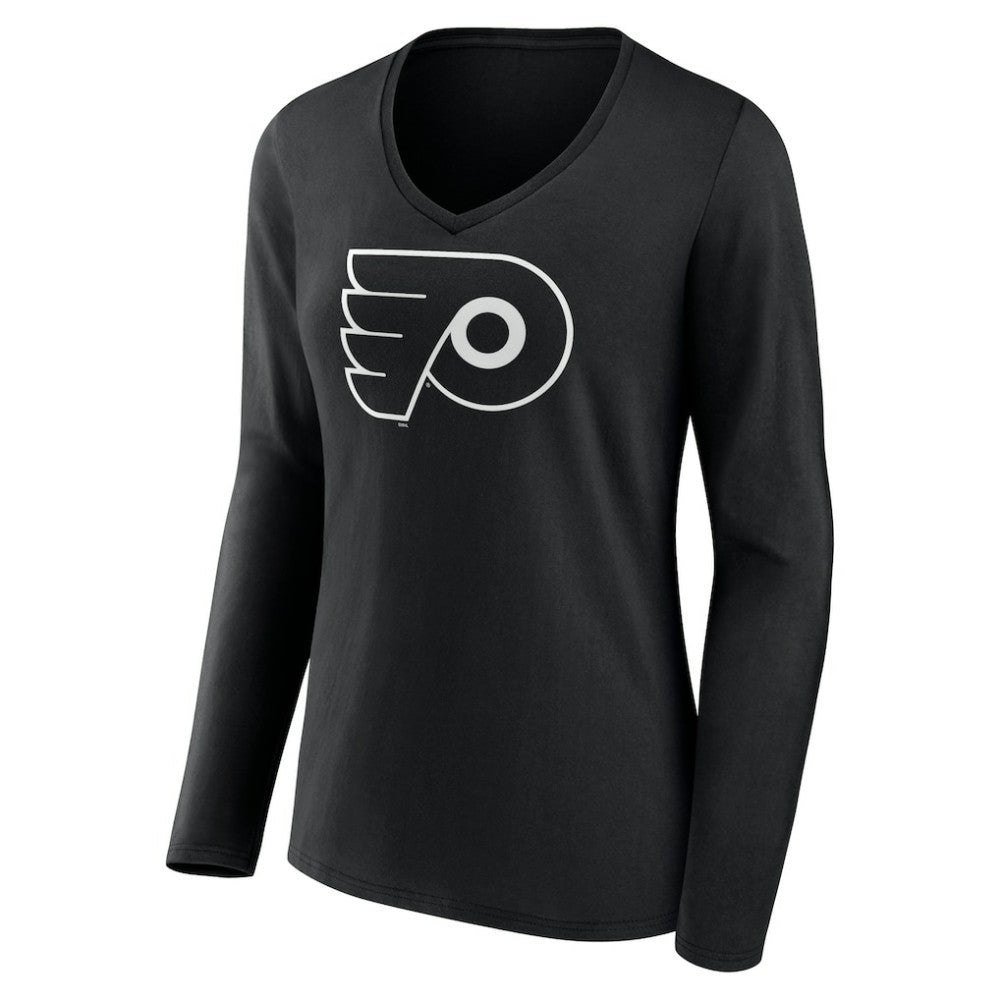 Philadelphia Flyers Women's Personalized Name & Number Monochrome Long Sleeve V-Neck T-Shirt