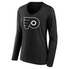 Philadelphia Flyers Women's Personalized Name & Number Monochrome Long Sleeve V-Neck T-Shirt