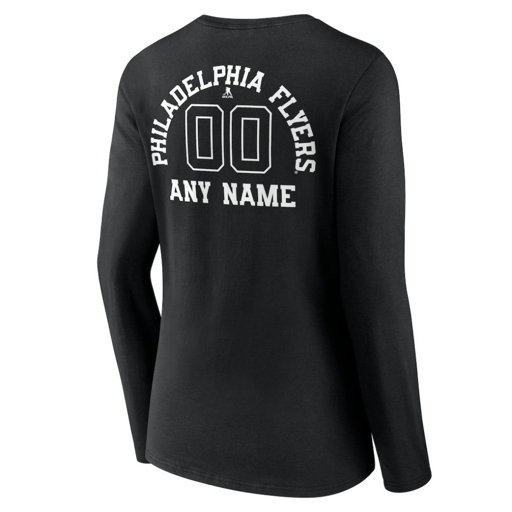 Philadelphia Flyers Women's Personalized Name & Number Monochrome Long Sleeve V-Neck T-Shirt