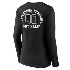 Pittsburgh Penguins Women's Personalized Name & Number Monochrome Long Sleeve V-Neck T-Shirt