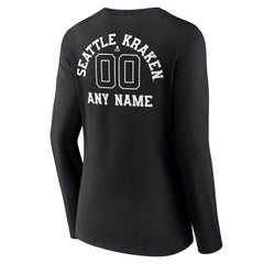 Seattle Kraken Women's Personalized Name & Number Monochrome Long Sleeve V-Neck T-Shirt
