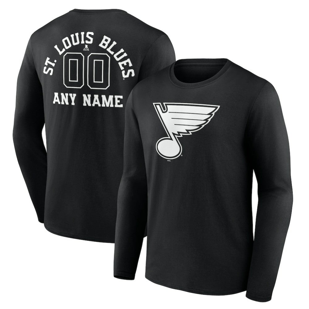 St. Louis Blues Personalized Name & Number Monochrome Long Sleeve T-Shirt