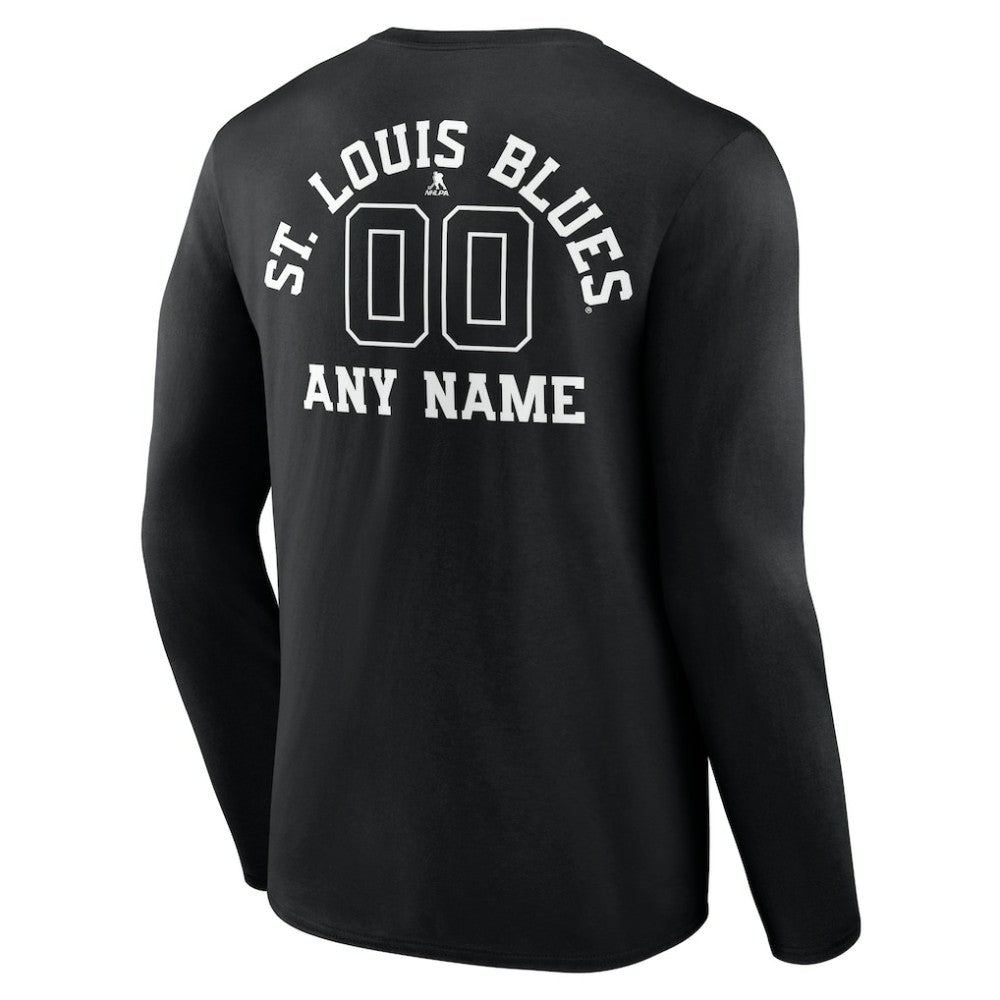 St. Louis Blues Personalized Name & Number Monochrome Long Sleeve T-Shirt