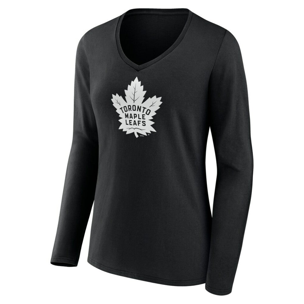 Toronto Maple Leafs Women's Personalized Name & Number Monochrome Long Sleeve V-Neck T-Shirt