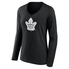 Toronto Maple Leafs Women's Personalized Name & Number Monochrome Long Sleeve V-Neck T-Shirt