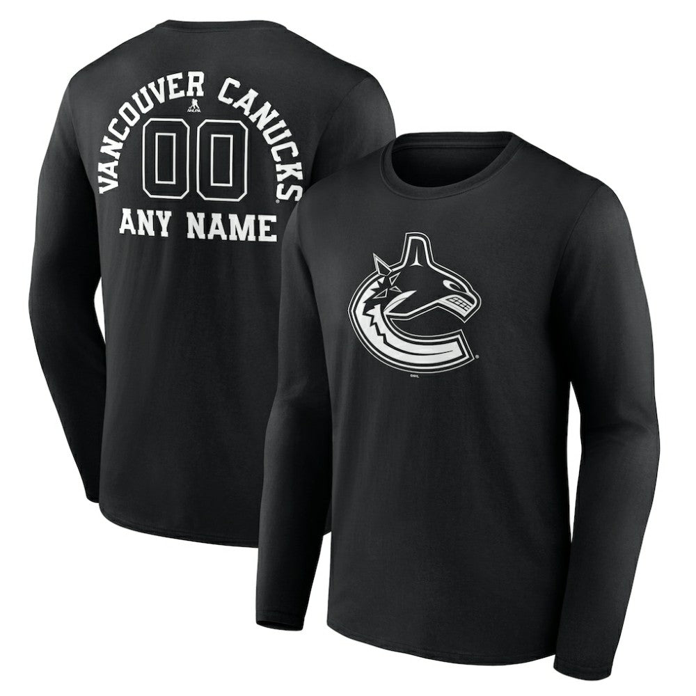 Vancouver Canucks Personalized Name & Number Monochrome Long Sleeve T-Shirt