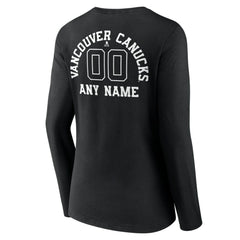 Vancouver Canucks Women's Personalized Name & Number Monochrome Long Sleeve V-Neck T-Shirt