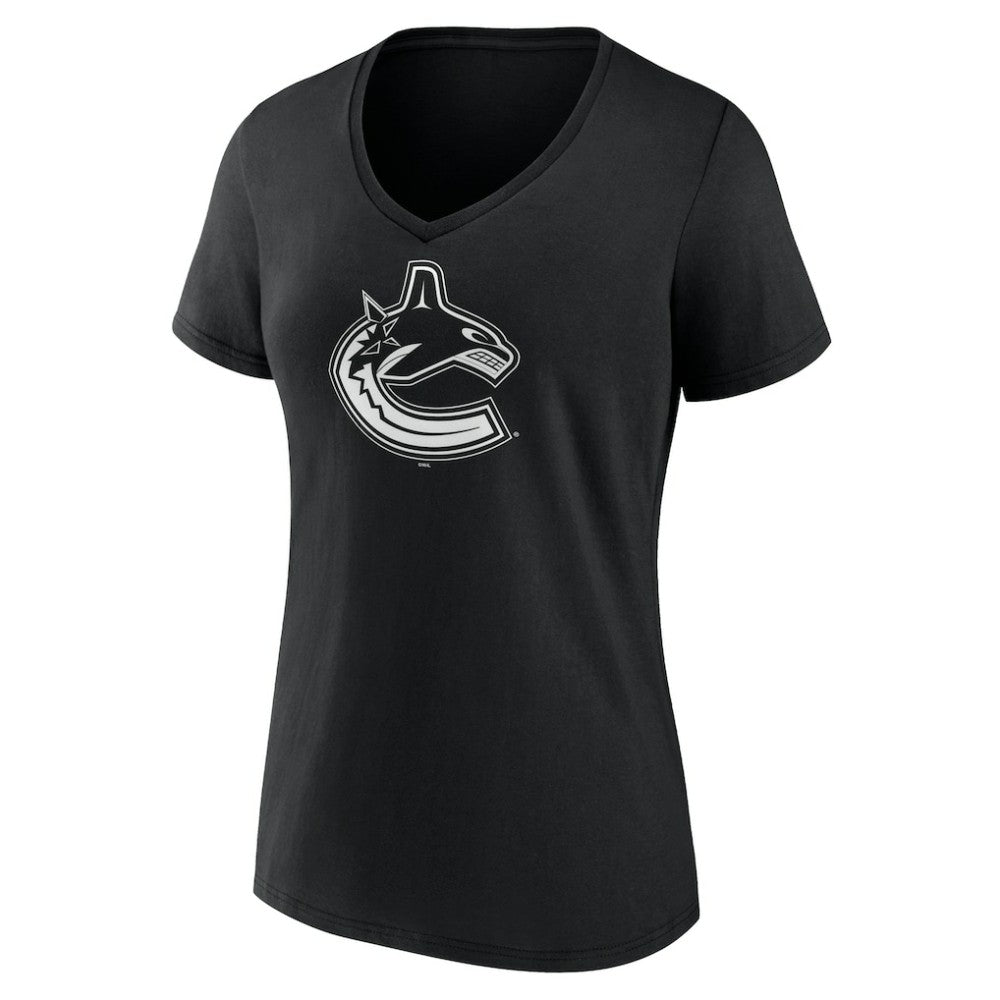Vancouver Canucks Women's Personalized Name & Number Monochrome V-Neck T-Shirt