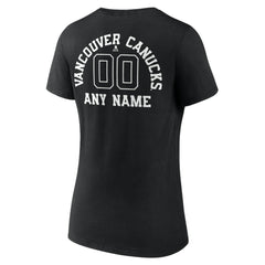 Vancouver Canucks Women's Personalized Name & Number Monochrome V-Neck T-Shirt