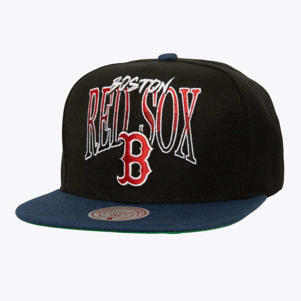 Boston Red Sox Rise Up Snapback Hat - Black | Mitchell & Ness