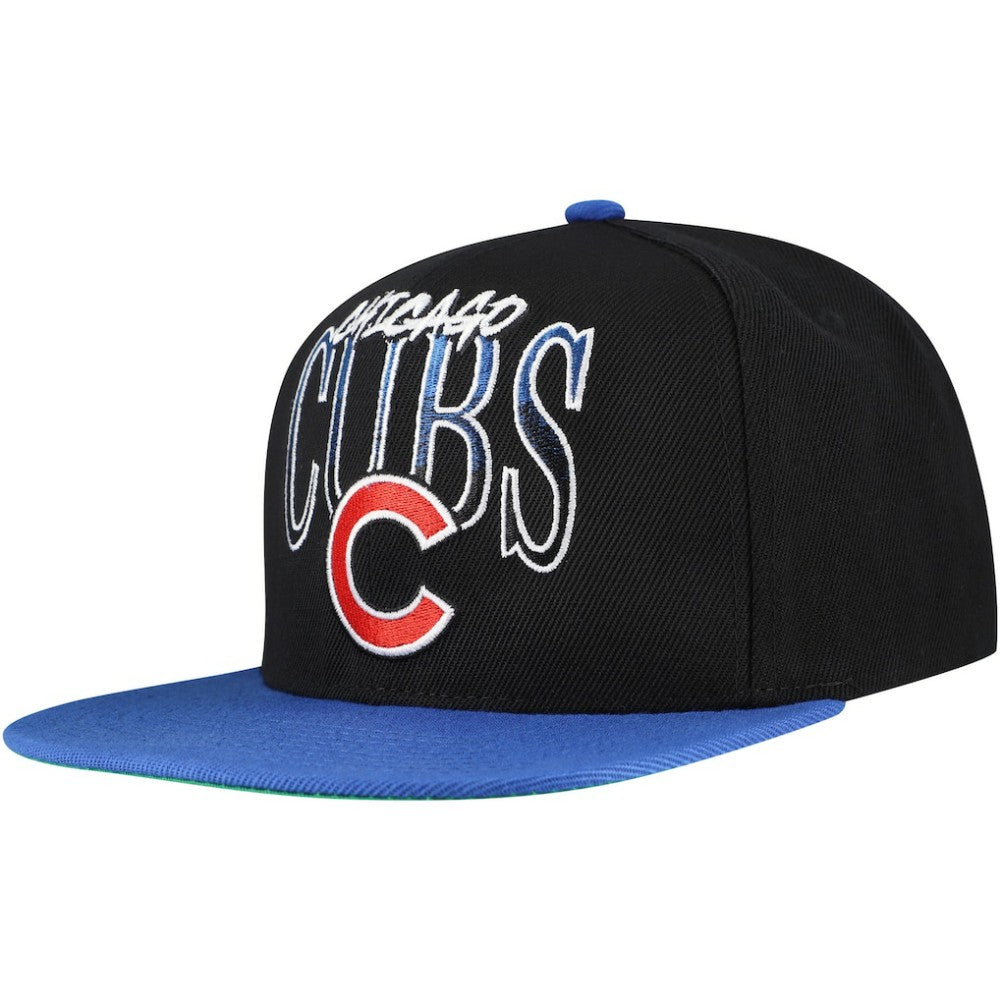 Chicago Cubs Rise Up Snapback Hat - Black | Mitchell & Ness