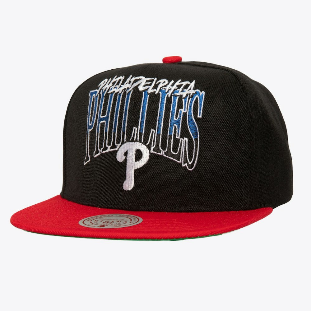 Philadelphia Phillies Rise Up Snapback Hat - Black | Mitchell & Ness