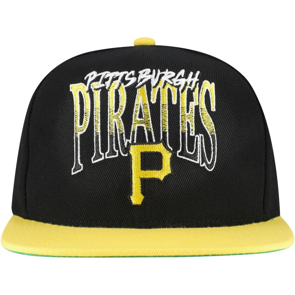 Pittsburgh Pirates Rise Up Snapback Hat - Black | Mitchell & Ness