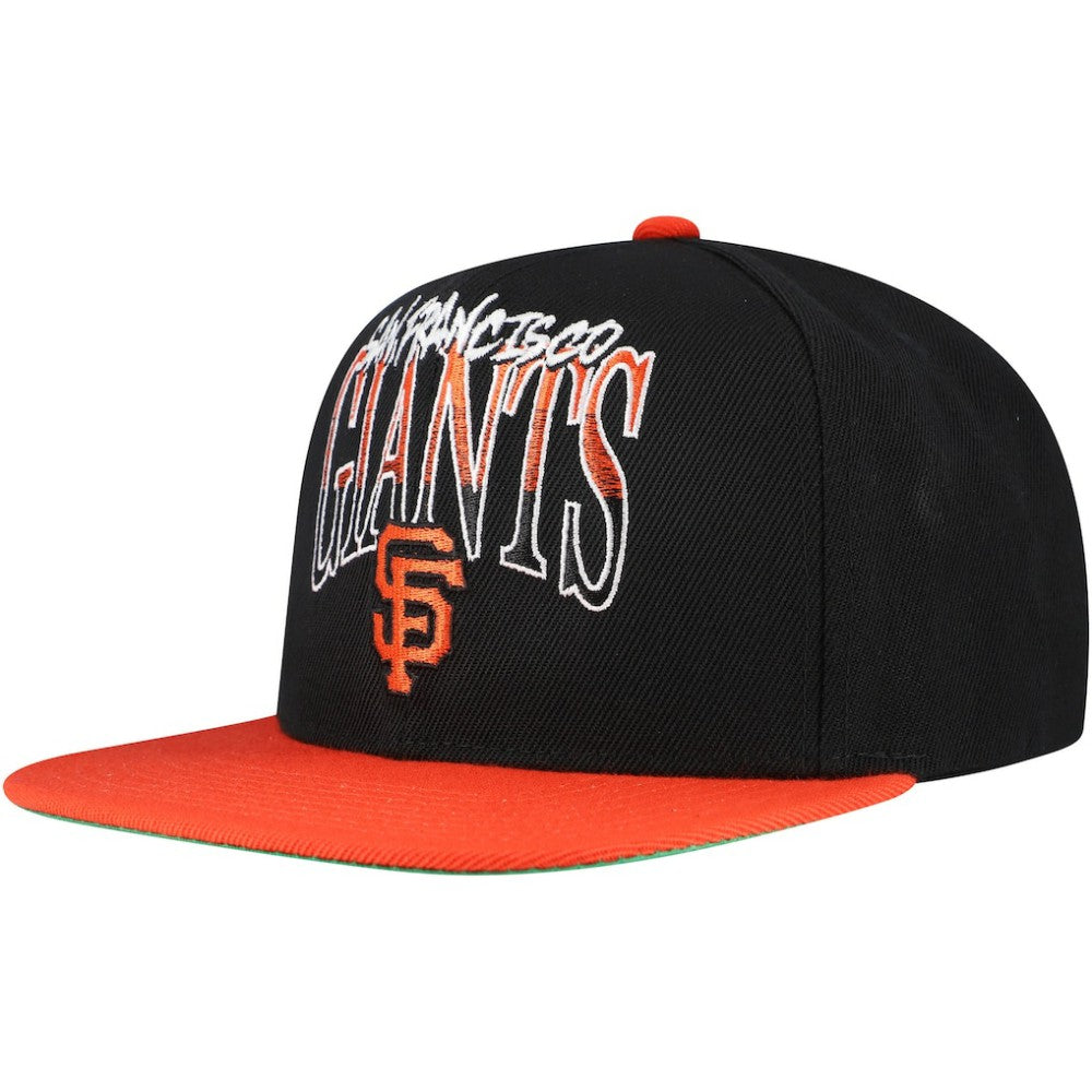 San Francisco Giants Rise Up Snapback Hat - Black | Mitchell & Ness