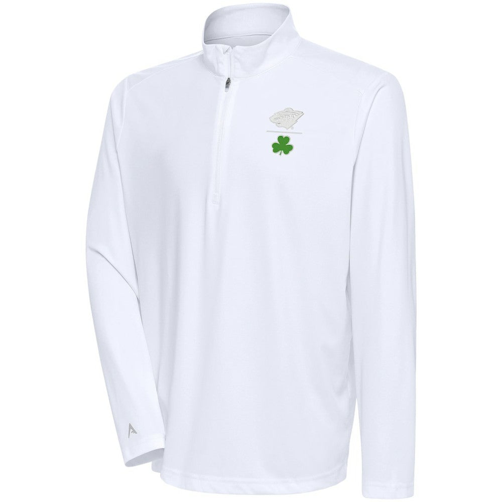 Minnesota Wild Antigua Shamrock Tribute Quarter-Zip Pullover Top