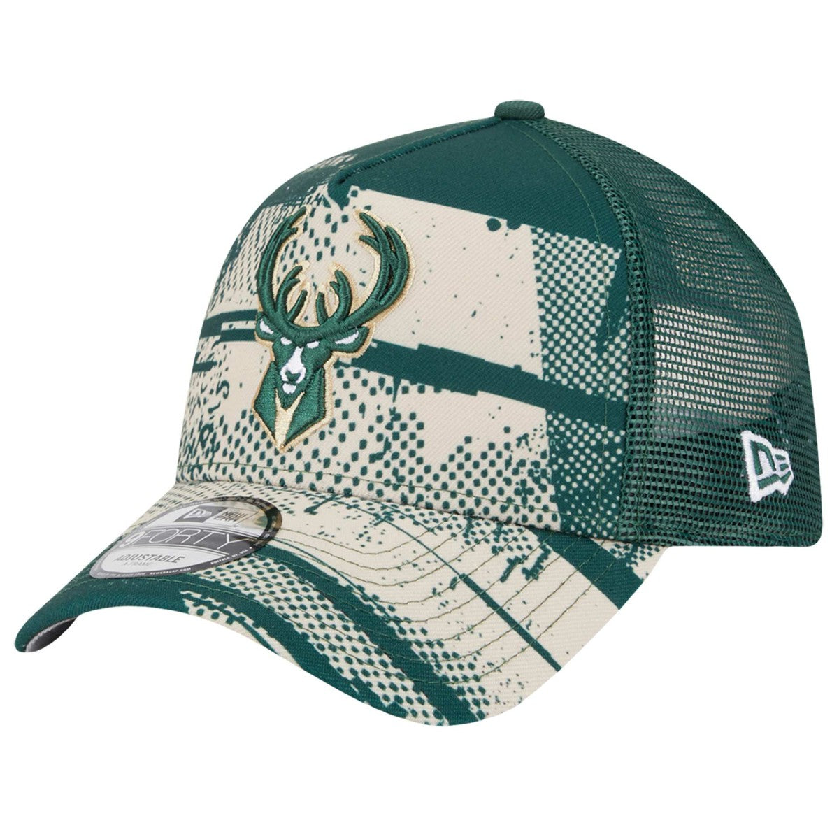 Milwaukee Bucks Tip Off A-Frame Trucker 9FORTY Adjustable Hat - Hunter Green/Cream | New Era outlet