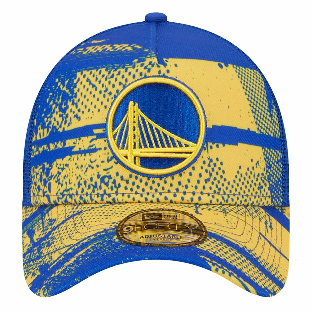 Golden State Warriors Tip Off A-Frame Trucker 9FORTY Adjustable Hat sale - Royal/Gold | New Era cheap
