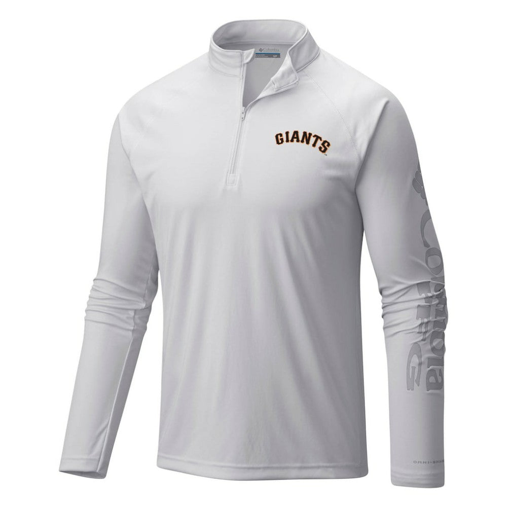 San Francisco Giants Terminal Tackle Omni-Shade Raglan Quarter-Zip Pullover Top - White | Columbia