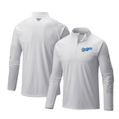Los Angeles Dodgers Terminal Tackle Omni-Shade Raglan Quarter-Zip Pullover Top - White | Columbia