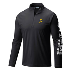Pittsburgh Pirates Terminal Tackle Omni-Shade Raglan Quarter-Zip Pullover Top - Black | Columbia