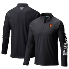 Baltimore Orioles Terminal Tackle Omni-Shade Raglan Quarter-Zip Pullover Top - Black | Columbia