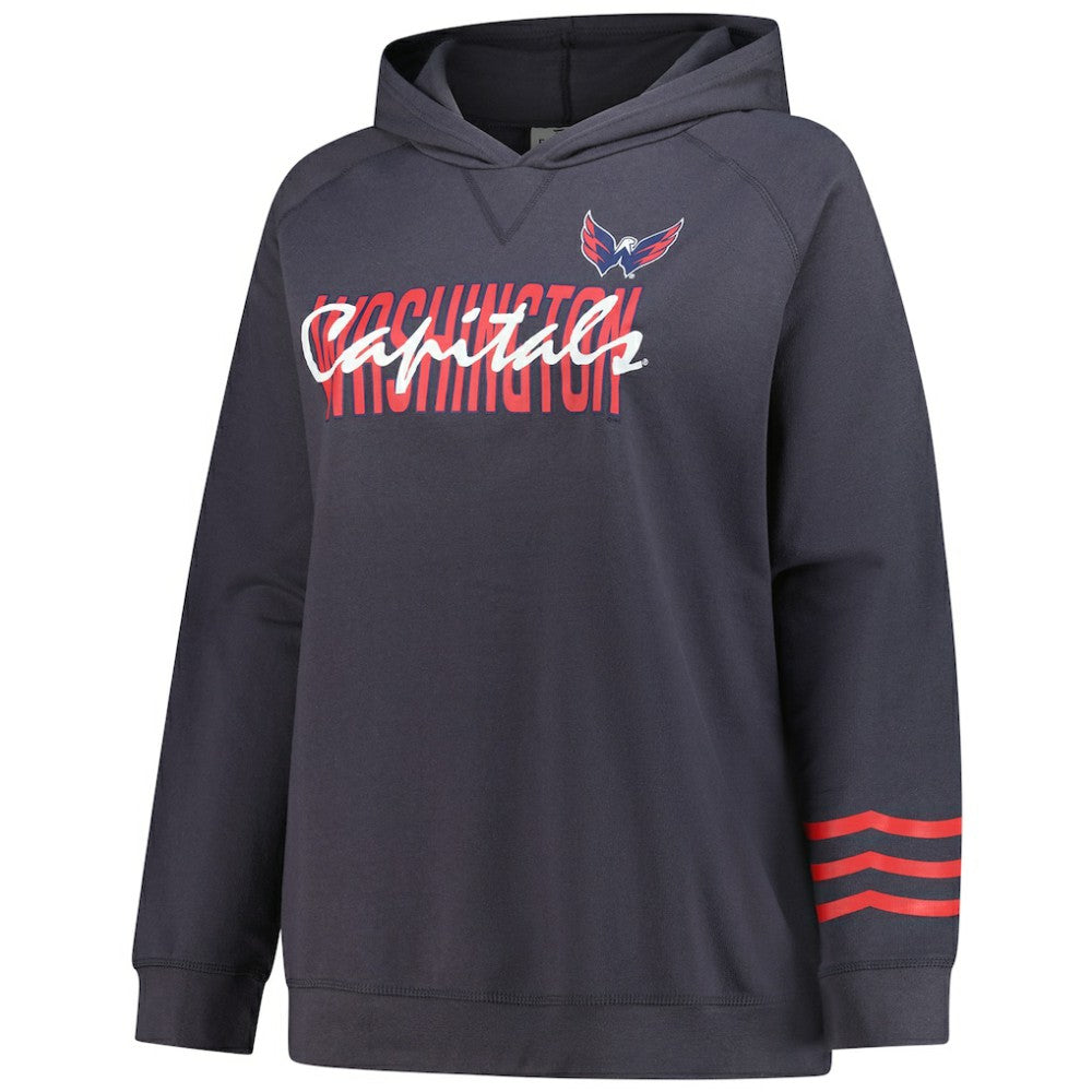 Washington Capitals Fanatics Women's Plus Size Lightweight Fleece Raglan Pullover Hoodie