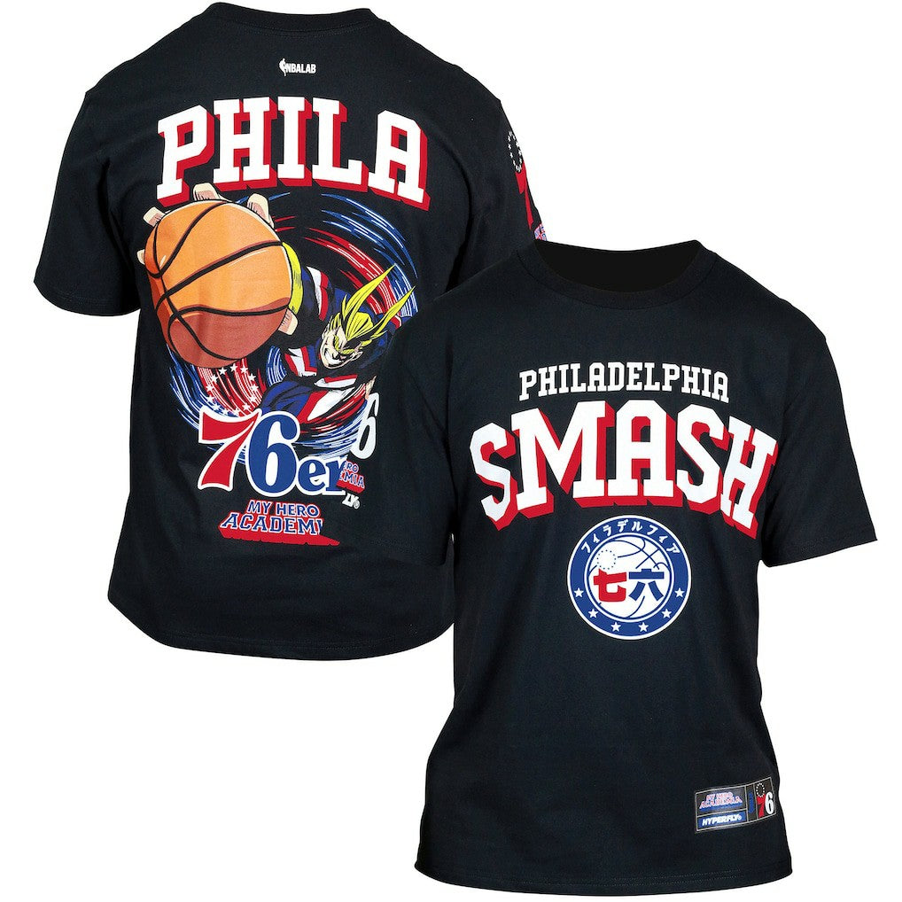Philadelphia 76ers Hyperfly Unisex NBA x My Hero Academia All Might Smash T-Shirt - Black on sale