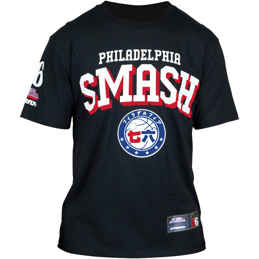Philadelphia 76ers Hyperfly Unisex NBA x My Hero Academia All Might Smash T-Shirt - Black on sale