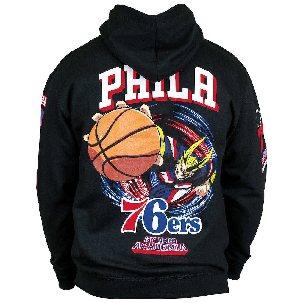 Philadelphia 76ers Hyperfly Unisex NBA x My Hero Academia All Might Smash Pullover Hoodie - Black for sale