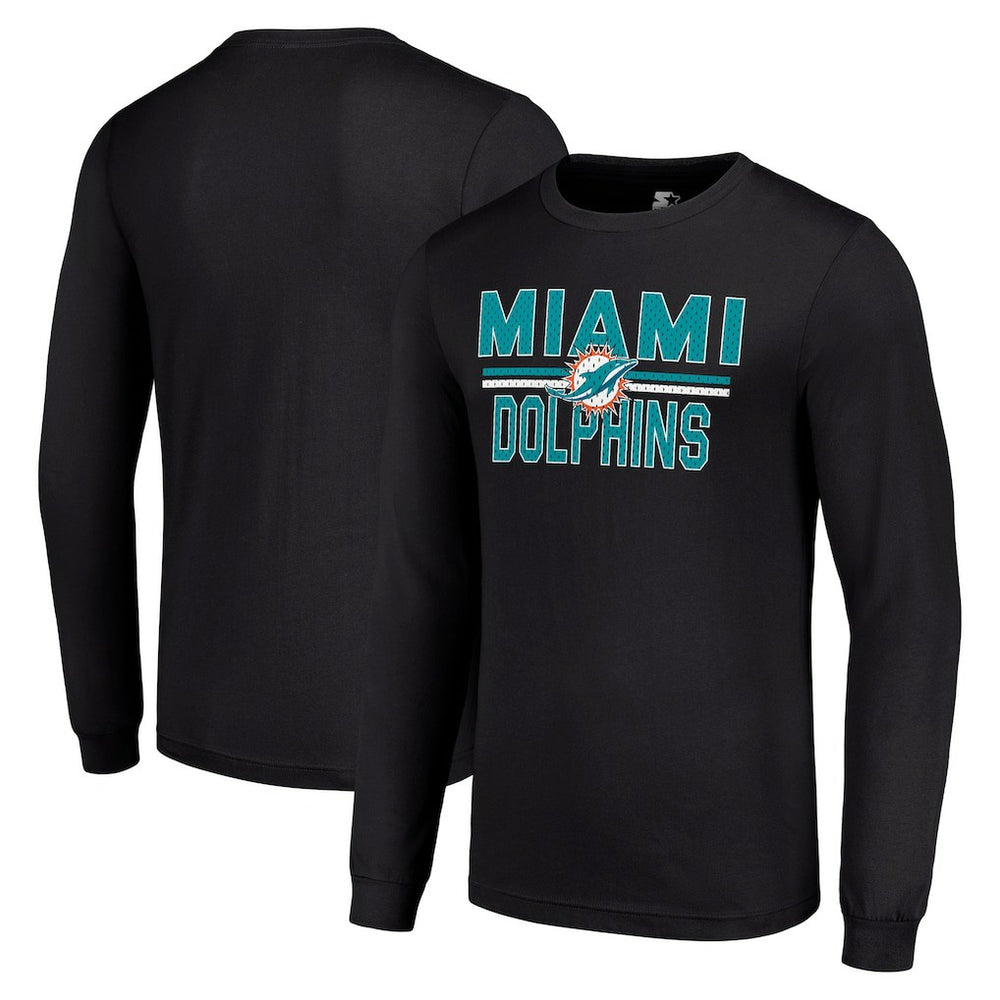 NFL Miami Dolphins Starter Team Mesh Print Graphic Long Sleeve T-Shirt