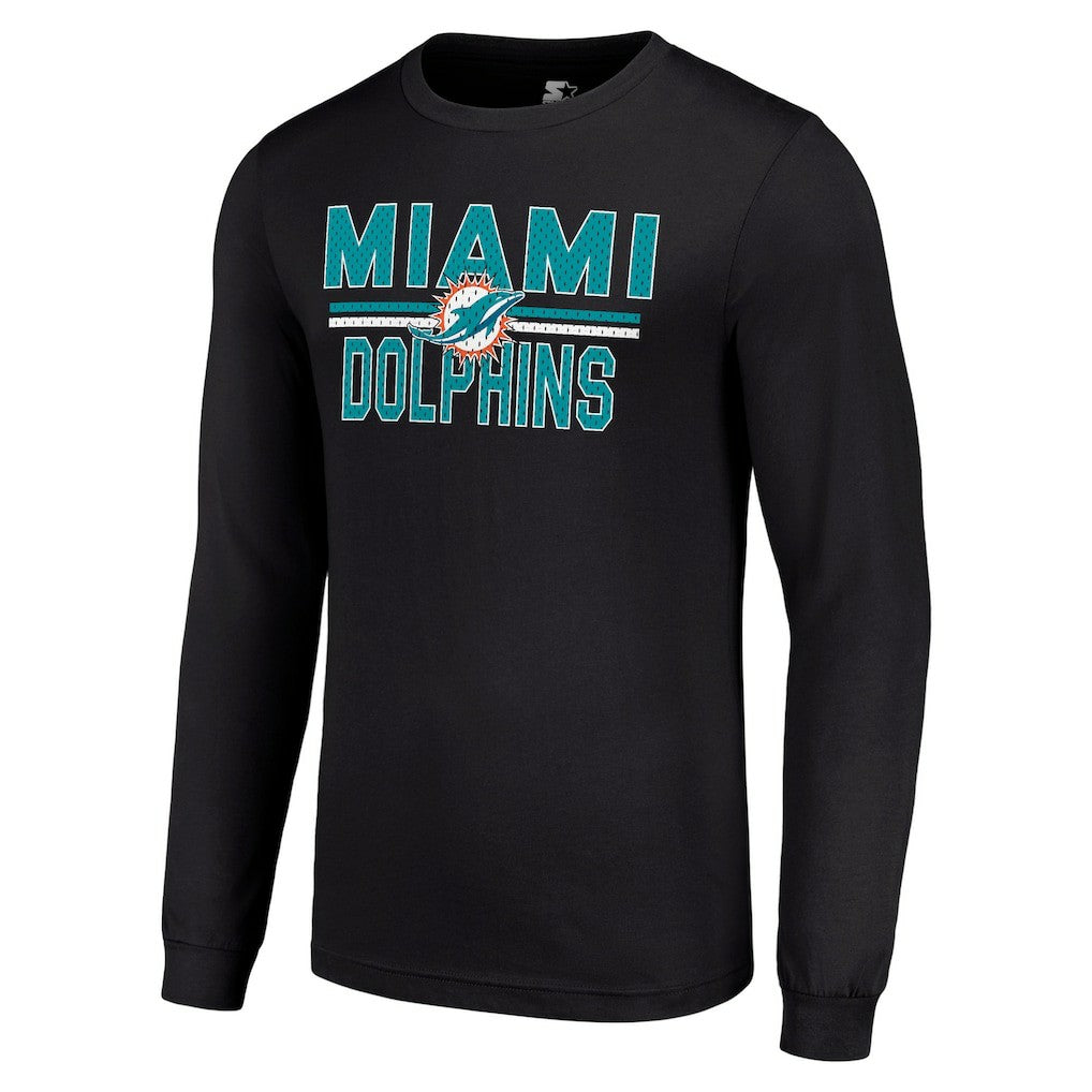 NFL Miami Dolphins Starter Team Mesh Print Graphic Long Sleeve T-Shirt