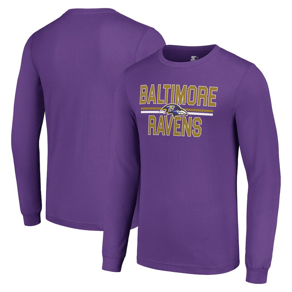 NFL Baltimore Ravens Starter Team Mesh Print Graphic Long Sleeve T-Shirt
