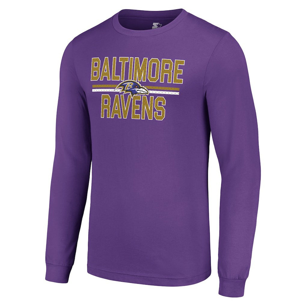 NFL Baltimore Ravens Starter Team Mesh Print Graphic Long Sleeve T-Shirt