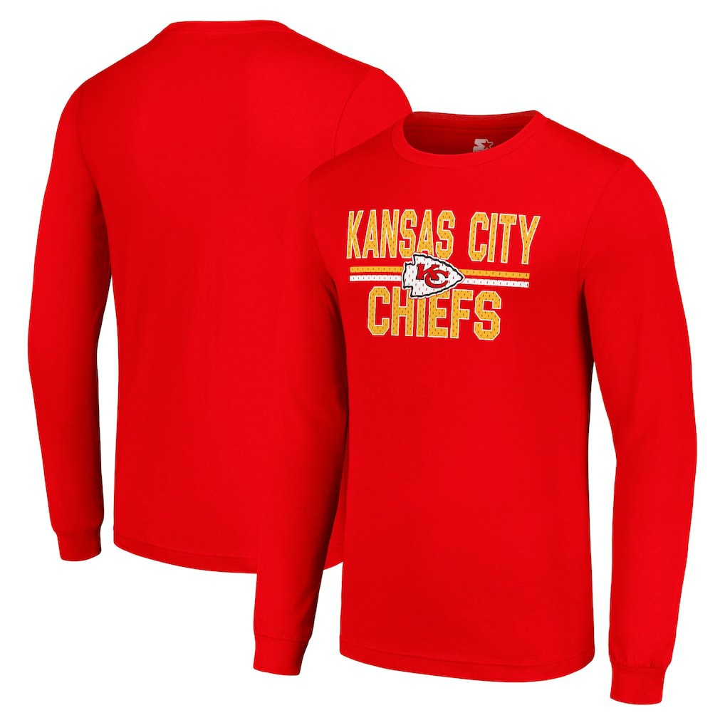NFL Kansas City Chiefs Starter Team Mesh Print Graphic Long Sleeve T-Shirt