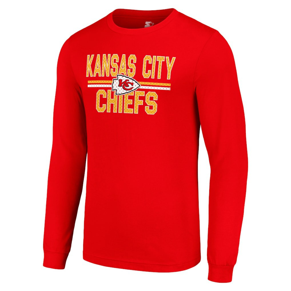 NFL Kansas City Chiefs Starter Team Mesh Print Graphic Long Sleeve T-Shirt