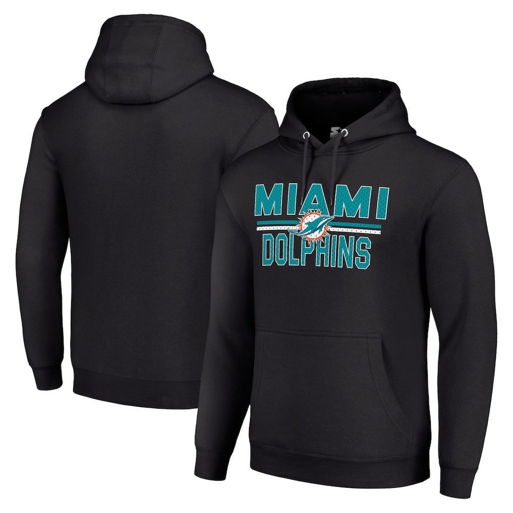 NFL Miami Dolphins Starter Unisex Team Mesh Print Graphic Tri-Blend Pullover Hoodie