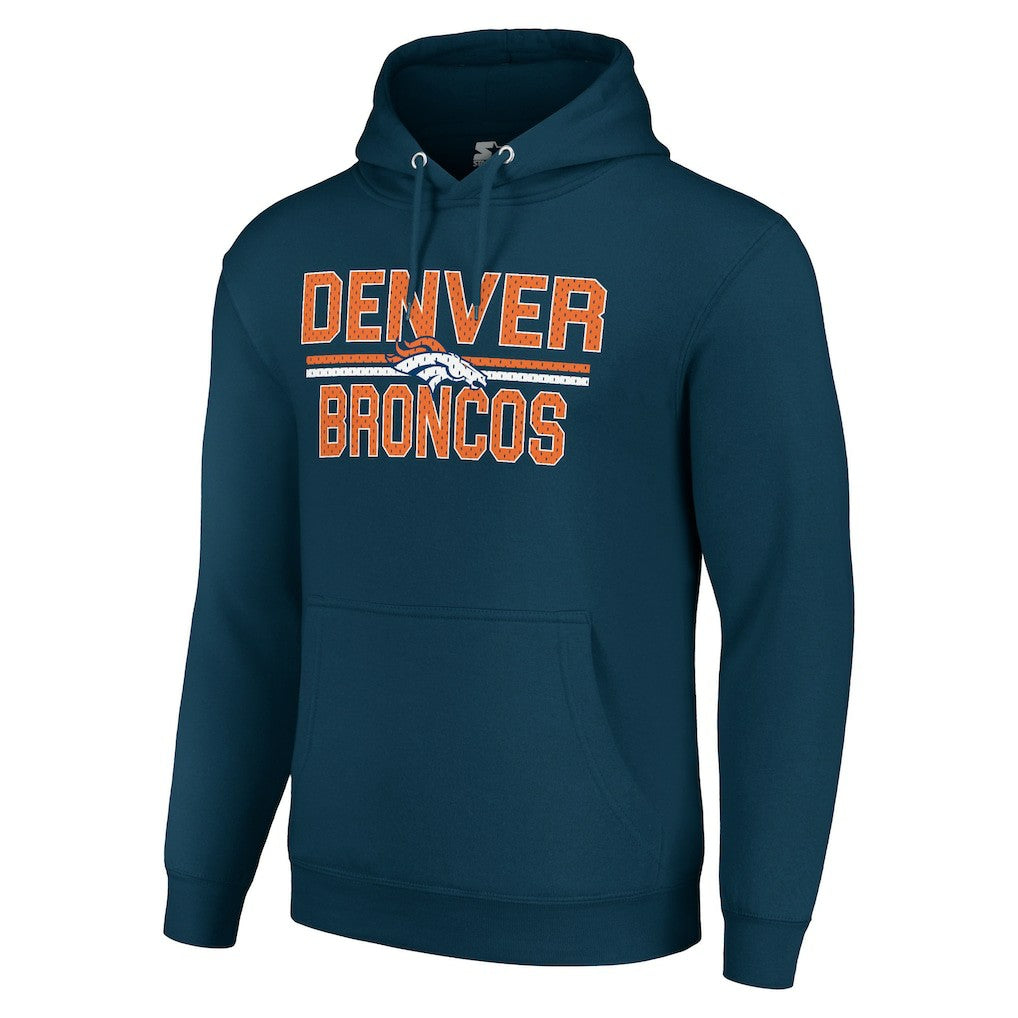 NFL Denver Broncos Starter Unisex Team Mesh Print Graphic Tri-Blend Pullover Hoodie